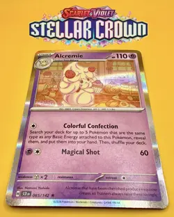 Alcremie 065/142 Holo Rare SV07: Stellar Crown Pink Pokemon Card NM - Image 1