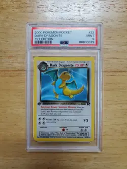 Pokemon PSA 9 MINT 2000 Dark Dragonite 22/82 1st Edition Team Rocket Rare Card - Image 1