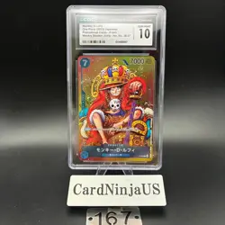 CGC GEM MINT 10 Monkey D Luffy P-043 One Piece Promotion Card Foil 2023 Weekly - Image 1