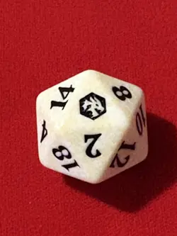 mtg d20 non-Spindown dice, Adventures in the Forgotten Realms, Black w/ white - Image 1
