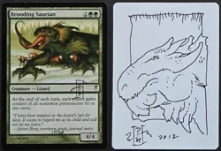 SKETCHED MtG Magic _ RK Post Coldsnap Artist Proof _ BROODING SAURIAN _ #17/50! - Image 1