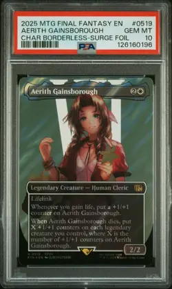 2025 MTG Final Fantasy Aerith Gainsborugh Char Borderless Surge Foil PSA 10 - Image 1