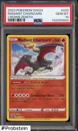2023 Pokemon SWSH Crown Zenith #020 Radiant Charizard PSA 10 GEM MINT - Image 1
