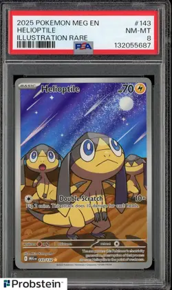 2025 Pokemon MEG EN Illustration Rare #143 Helioptile PSA 8 NM-MT - Image 1