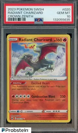 2023 Pokemon SWSH Crown Zenith #020 Radiant Charizard PSA 10 GEM MINT - Image 1