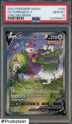 2021 Pokemon SWSH Chilling Reign #185 FA Tornadus V PSA 10 GEM MINT - Image 1
