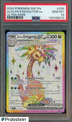 2024 Pokemon SSP EN Ultra Rare #225 Alolan Exeggutor Ex PSA 10 GEM MINT - Image 1