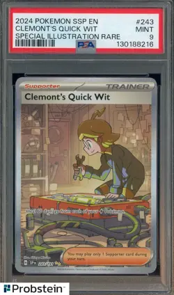 2024 Pokemon SSP EN SIR #243 Clemont's Quick Wit PSA 9 MINT - Image 1