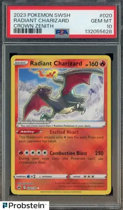 2023 Pokemon SWSH Crown Zenith #020 Radiant Charizard PSA 10 GEM MINT - Image 1
