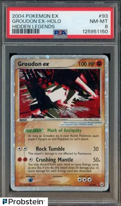 2004 Pokemon Ex Hidden Legends #93 Groudon Ex Holo PSA 8 NM-MT - Image 1