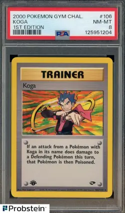 2000 Pokemon Gym Challenge #106 Koga 1st Edition PSA 8 NM-MT - Image 1