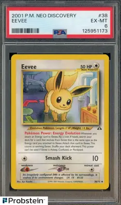 2001 Pokemon Eno Discovery #38 Eevee PSA 6 EX-MT - Image 1