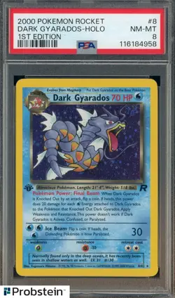 2000 Pokemon Rocket 1st Edition #8 Dark Gyarados Holo PSA 8 NM-MT - Image 1