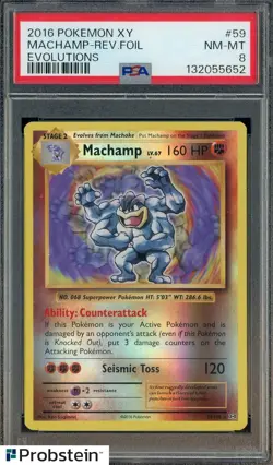 2016 Pokemon XY Evolutions 359 Machamp Reverse Foil PSA 8 NM-MT - Image 1