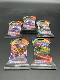 Lot of (9) Pokemon Sword & Shield Base Set Sleeved Booster Packs Sealed - Image 1