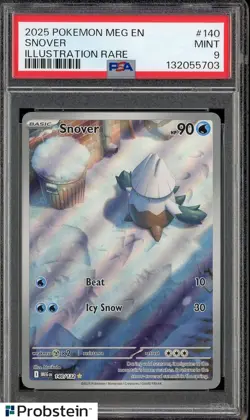 2025 Pokemon Meg EN Illustration Rare #140 Snover PSA 9 MINT - Image 1