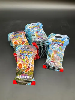 Lot of (30) Pokemon SV Stellar Crown Sleeved Booster Packs Sealed - Image 1