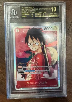 One Piece ST01-012 Monkey D. Luffy Pre-Release BGS 10 Pristine Black Label - Image 1