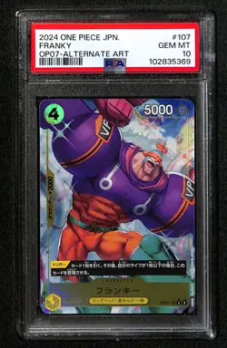 One Piece 2024 Franky OP07 Alternate Art Japanese #107 PSA 10 - Image 1