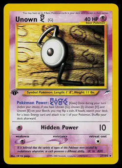 Pokemon Card - Unown [G] Neo Destiny 27/105 Rare 1st Edition - Image 1