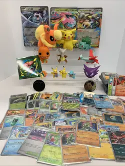 Huge Pokemon Figure, Plush, Card Lot. Jumbo Box Tops, Base Foils, - Image 1
