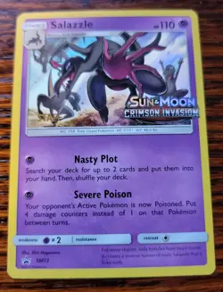 Pokemon TCG Crimson Invasion SALAZZLE SM73 Prerelease STAFF Stamped Promo Card - Image 1