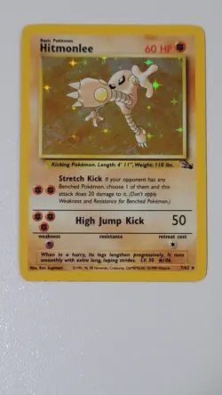 Pokemon TCG Hitmonlee Fossil Holo Rare Card 7/62 - Image 1