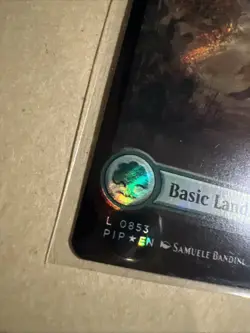 MTG Forest PIP 0853 L NM Surge Foil - Image 3