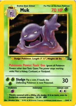 Pokemon TCG Muk Fossil Set 13/62 Holo Rare Unlimited HP - Image 1