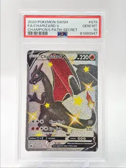 CHARIZARD V 2020 POKEMON SWSH CHAMPION'S PATH SECRET RARE 079/073 PSA 10 Q5775 - Image 1