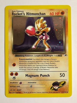 Pokemon TCG: Gym Heroes Unlimited Rocket's Hitmonchan 11/132 Holo Rare - Swirl - Image 1