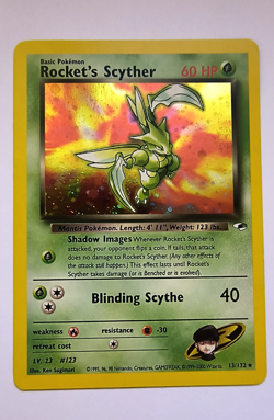 Pokemon TCG Rocket’s Scyther Holo Gym Heroes 13/132 Unlimited LP - SWIRL - Image 1