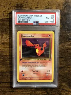 2000 Pokemon Team Rocket (1st Edition) Charmander #50 PSA 8 Near Mint NM - Image 1