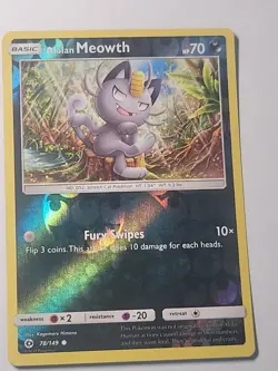 2017 Pokemon Sun & Moon Reverse Holo - Alolan Meowth #78/149 NM (154) - Image 1