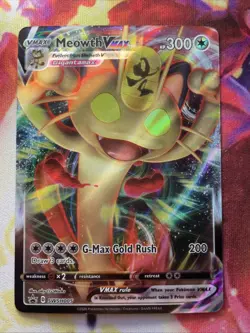 Meowth Vmax SWSH005 LP-NM Full Art Black Star Promo Pokemon TCG - Image 1