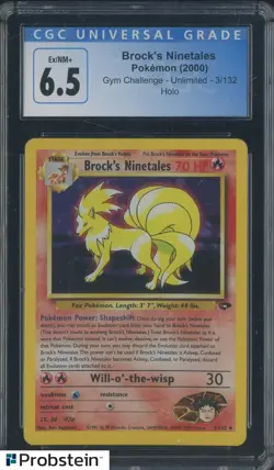 2000 Pokemon Gym Challenge Unlimited #3 Brock's Ninetales Holo CGC 6.5 EX-NM+ - Image 1