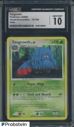 2008 Pokemon Great Encounters #10 Tangrowth Holo CGC 10 GEM MINT - Image 1