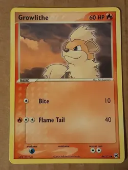 Pokemon Growlithe 64/112 Fire Red Leaf Green NM-MT See Pictures - Image 1