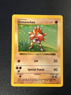 Pokemon Base Set Shadowless Hitmonchan 7/102 Holo Rare NM-LP - Image 1