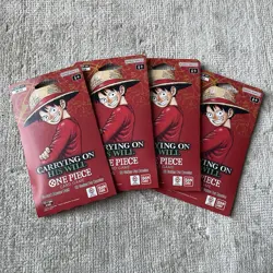 4x ENGLISH One Piece CCG: Carrying On His Will - Sleeved Booster Pack lot OP-13 - Image 1