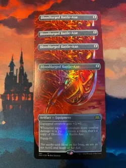 MTG Double Masters 2022 Bloodforged Battle Axe Borderless x 4, One Foil - Image 1