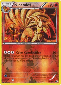Moderately Played Ninetales - 21/113 - Rare - Reverse Holo Pokemon Legendary Tre - Image 1
