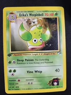 Pokemon TCG Erika's Weepinbell 49/132 1st Edition Gym Heroes Uncommon LP - Image 1