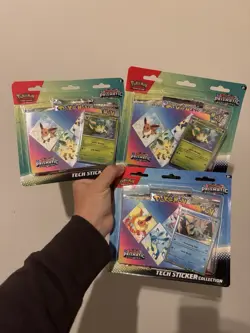 3x Pokemon Prismatic Evolutions Tech Sticker Collection 3 Pack Sealed Ships Fast - Image 1