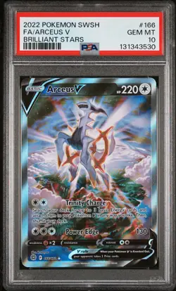 2022 POKEMON SWORD & SHIELD BRILLIANT STARS #166 FULL ART/ARCEUS V PSA 10 - Image 1