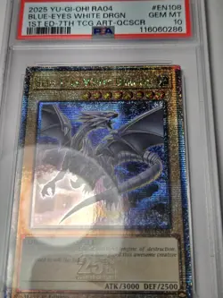 2025 YU-GI-OH! QUARTER CENTURY STAMPEDE Blue Eyes White Dragon RA04-EN108 PSA 10 - Image 5