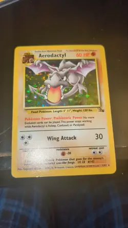 Pokemon Aerodactyl Fossil Card 1/62 Holo Rare 1999 Vintage Wotc - Image 1