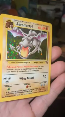 Pokemon Aerodactyl Fossil Card 1/62 Holo Rare 1999 Vintage Wotc - Image 2