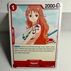 One Piece card, Nami OP01-016 R, (manga) red straw hat logo 20, Eiichiro Oda - Image 2