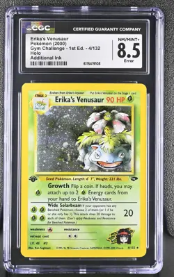 CGC 8.5 ERROR Erika's Venusaur Gym Challenge 1st Edition 4/132 Holo Pokemon Card - Image 1